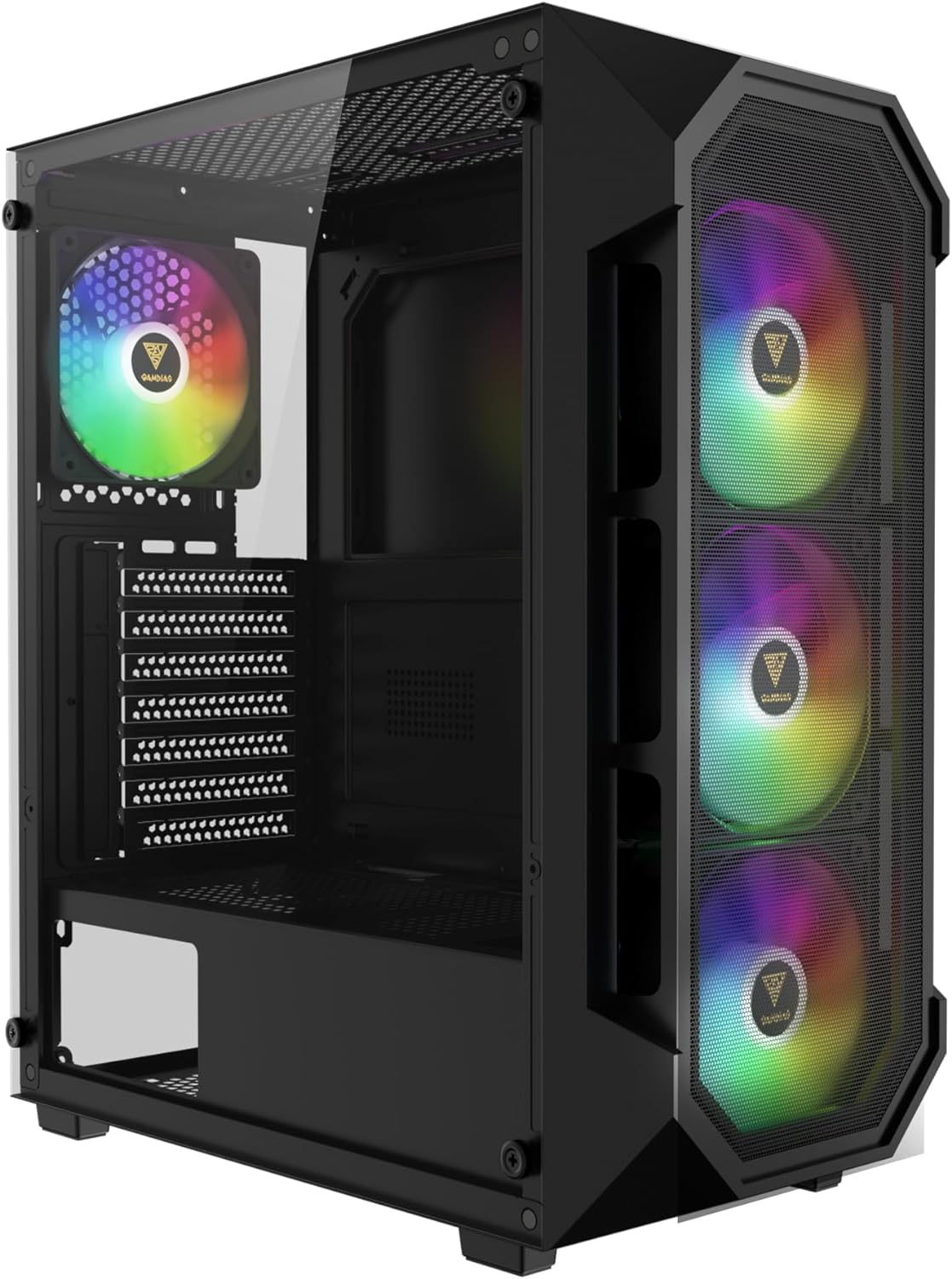 GAMDIAS AURA ATX Mid Tower Gaming Computer PC Case Tempered Glass